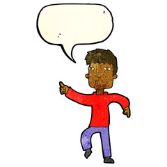 cartoon dancing man with speech bubble