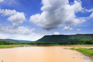 View of the reservoir dam, landscape