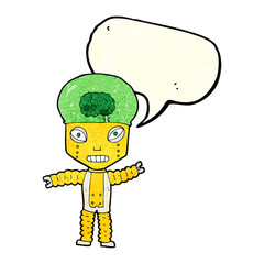 cartoon future robot with speech bubble