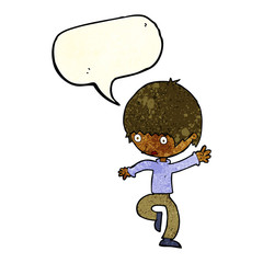 cartoon panicking man with speech bubble