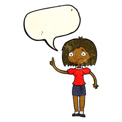 cartoon woman with idea with speech bubble