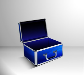 Open Vector Blue Box Case on Grey Background
