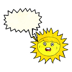 sun cartoon character with speech bubble