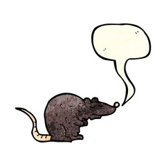 cartoon black rat with speech bubble