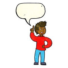cartoon man with idea with speech bubble