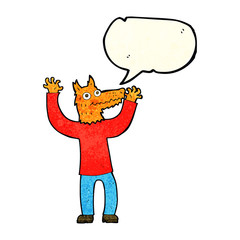 cartoon fox man with speech bubble