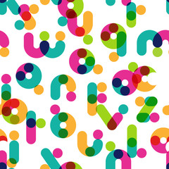 Vector seamless pattern with decorative latin alphabet. Multicol