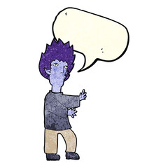 cartoon vampire man with speech bubble