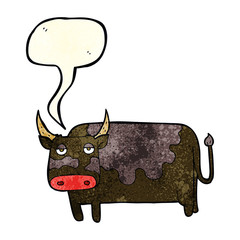 cartoon cow with speech bubble