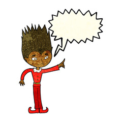 cartoon magic christmas elf with speech bubble