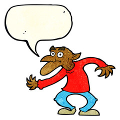 cartoon goblin with speech bubble