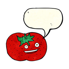 cartoon tomato with speech bubble