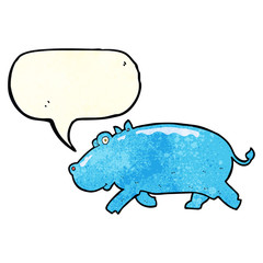 cartoon hippopotamus with speech bubble