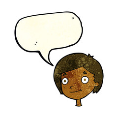 cartoon happy boy with speech bubble