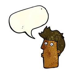 cartoon surprised man with speech bubble