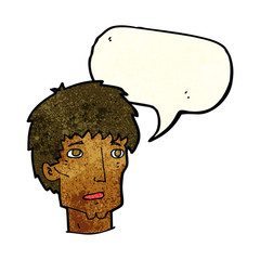 cartoon worried man with speech bubble