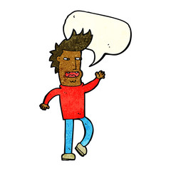cartoon loudmouth man with speech bubble
