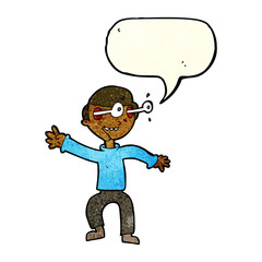 Obraz na płótnie Canvas cartoon amazed boy with speech bubble