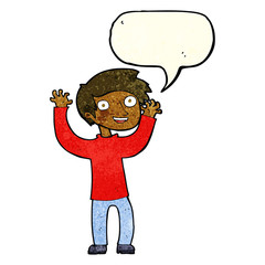 cartoon happy man with speech bubble