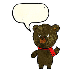 cartoon cute black bear with speech bubble