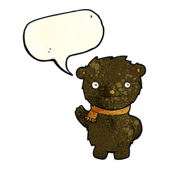 cartoon cute black bear with speech bubble