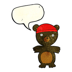 cartoon cute black bear with speech bubble