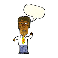 cartoon grumpy boss with speech bubble