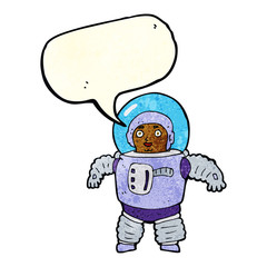 Obraz na płótnie Canvas cartoon space man with speech bubble