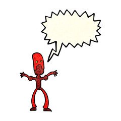 cartoon funny robot with speech bubble
