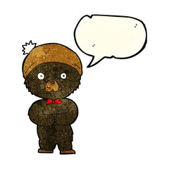 cartoon little black bear with speech bubble