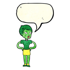 cartoon halloween girl with speech bubble