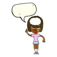 cartoon woman with idea with speech bubble