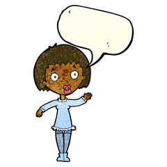 Obraz na płótnie Canvas cartoon waving woman with speech bubble