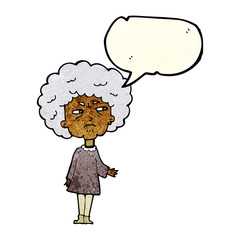 cartoon old lady with speech bubble