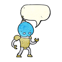 cartoon alien robot with speech bubble
