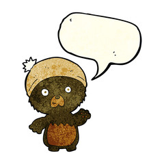 cartoon cute teddy bear in hat with speech bubble