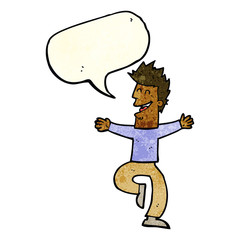 cartoon laughing man with speech bubble
