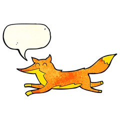 cartoon running fox with speech bubble