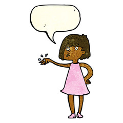 cartoon woman showing off engagement ring with speech bubble