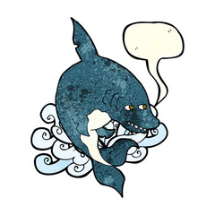 funny cartoon shark with speech bubble