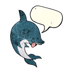 funny cartoon shark with speech bubble