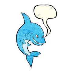 funny cartoon shark with speech bubble