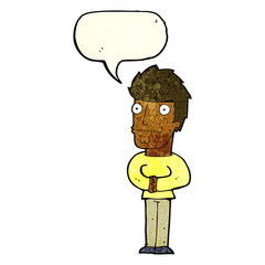 cartoon worried man with speech bubble