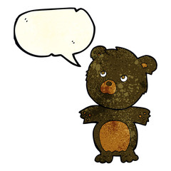cartoon funny teddy bear with speech bubble