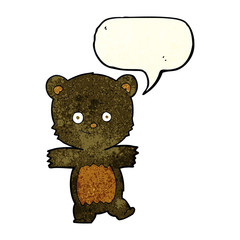 cartoon cute black bear with speech bubble