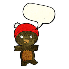 cartoon cute black bear with speech bubble