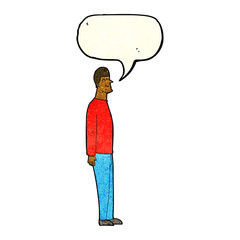 cartoon tall man with speech bubble