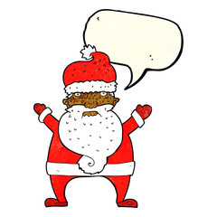 cartoon ugly santa claus with speech bubble