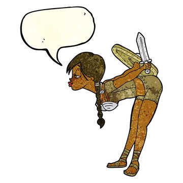 recommend clip art: cartoon viking girl bowing with speech bubble