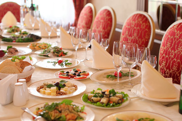 Table set for an event party or wedding reception
